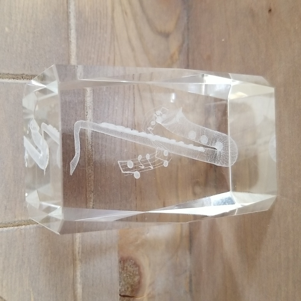 Crystal Prism Glass with Saxophone